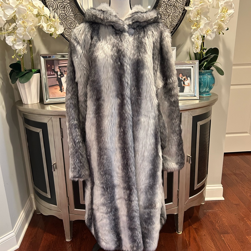 Roaman's Silver Faux Fur Coat
